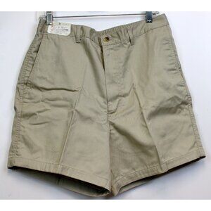 NWT Roundtree & Yorke Mens Shorts sz 34 Khaki Elastic Waist Classic Fit Beach